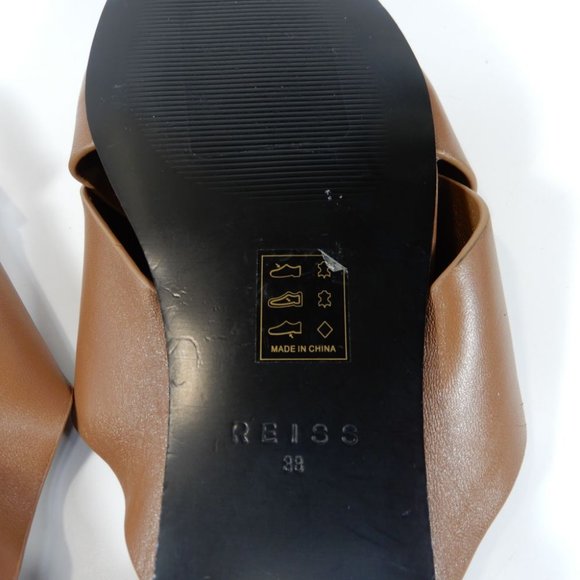 Reiss Brooke Slide Flat SANDALS Size 38 7.5 Brown Leather NEW $225 - Picture 11 of 15